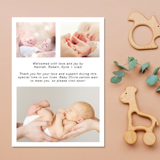 Modern Welcome Photo Collage Birth Aankondiging