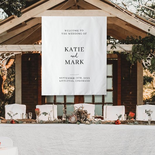 Modern Welcome To Our Wedding Fabric Sign  Wandkleed