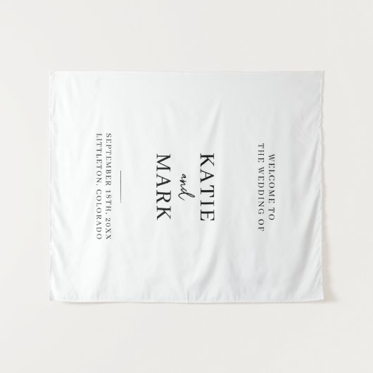 Modern Welcome To Our Wedding Fabric Sign  Wandkleed (Voorkant (horizontaal))