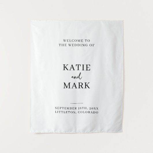 Modern Welcome To Our Wedding Fabric Sign  Wandkleed (Voorkant)