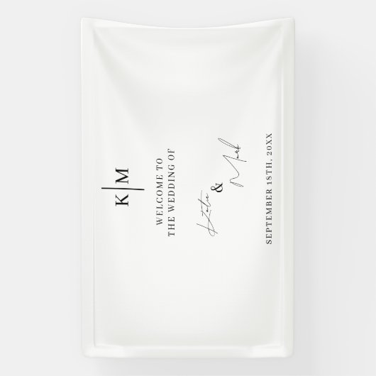 Modern Welcome To Our Wedding Reception Spandoek (Verticaal)