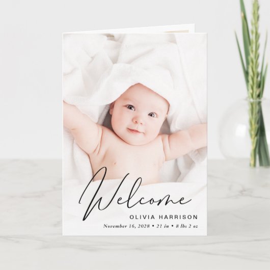 Modern Welkom 4 Foto geboorte Aankondiging (Voorkant)