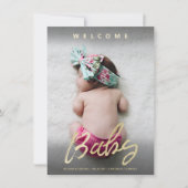 Modern Welkom Baby Gold Script Volledige fotokaart Kaart (Voorkant)