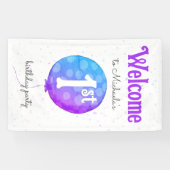 Modern welkom ballon baby meisje 1e verjaardag spandoek (Horizontaal)