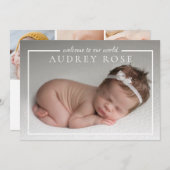 Modern Welkom bij onze wereld Foto Collage geboort Aankondiging (Voorkant / Achterkant)