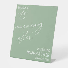 Modern Welkom bij The Morning After Brunch Salie Reclamebord Met Voetstuk