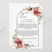 Modern welkom en dank u huwelijksgastafel bedankkaart (Voorkant / Achterkant)