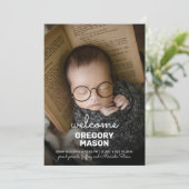 Modern Welkom Foto Collage Newborn Unisex Baby Aankondiging (Staand voorkant)