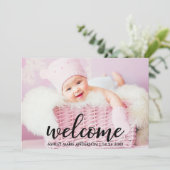 Modern welkom nieuwe baby aankondiging (Staand voorkant)