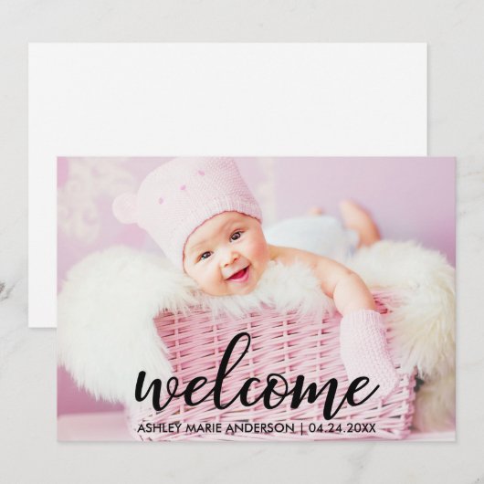 Modern welkom nieuwe baby aankondiging (Voorkant / Achterkant)