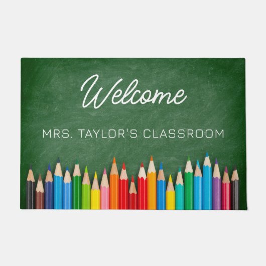 Modern welkom Script Teacher Classroom Deurmat (Voorkant)