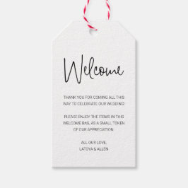 Modern welkome cadeautas met mandje cadeaulabel