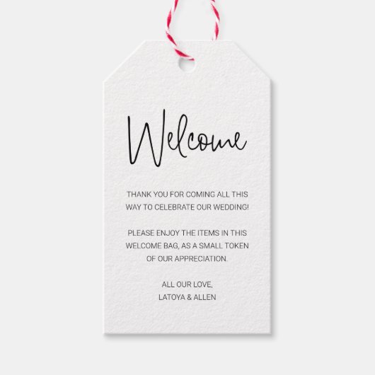 Modern welkome cadeautas met mandje cadeaulabel (Voorkant)