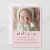 Modern welkomstscript 4 foto geboorte aankondiging (Voorkant)