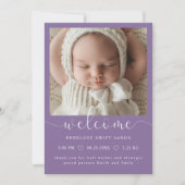 Modern welkomstscript 4 foto geboorte aankondiging (Voorkant)