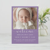 Modern welkomstscript 4 foto geboorte aankondiging (Staand voorkant)