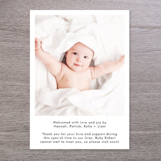 Modern welkomstscript 4 foto geboorte aankondiging