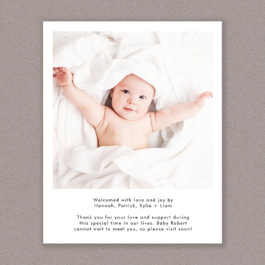 Modern welkomstscript 4 foto geboorte aankondiging