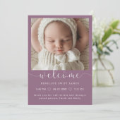 Modern welkomstscript 4 foto geboorte aankondiging (Staand voorkant)