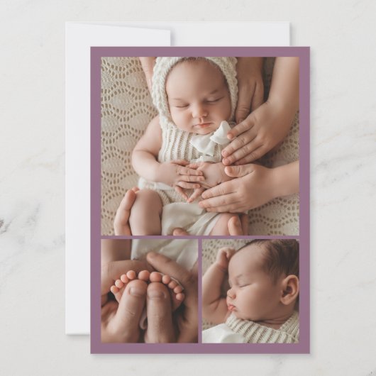 Modern welkomstscript 4 foto geboorte aankondiging (Achterkant)
