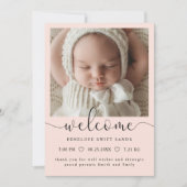 Modern welkomstscript 4 foto geboorte aankondiging (Voorkant)