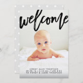 Modern welkomstscript | Aankondiging geboorte foto (Voorkant / Achterkant)