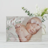 Modern welkomstscript Faux Gold Confetti Geboorte Aankondiging (Staand voorkant)