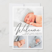 Modern welkomstscript Fotocollage Geboorte Aankondiging (Voorkant)