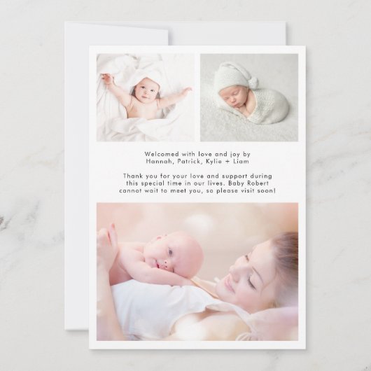 Modern welkomstscript Fotocollage Geboorte Aankondiging (Achterkant)