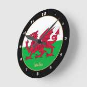 Modern Welsh Flag, trendy Wales Home / design Ronde Klok (Hoek)