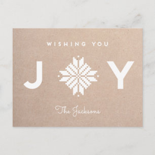 Modern wending you Joy Holiday Craft Paper Feestdagenkaart