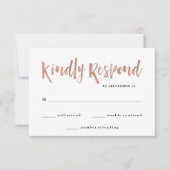 Modern Wens | Nep rozen gouden trouw RSVP Kaartje (Voorkant)