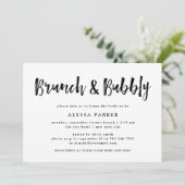 Modern Wens | Zwarte en Witte Brunch en Mousserend Kaart (Staand voorkant)