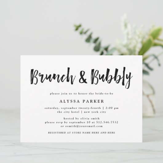 Modern Wens | Zwarte en Witte Brunch en Mousserend Kaart (Staand voorkant)