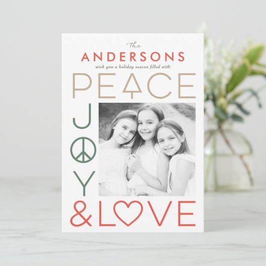 Modern wenst EEDITABLE COLOR Holiday-fotokaart Feestdagenkaart (Staand voorkant)