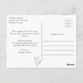 Modern We're Engaged Heart Verloving Info Foto Briefkaart (Achterkant)