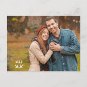 Modern We're Engaged Heart Verloving Info Foto Briefkaart (Voorkant)