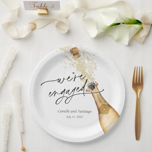 Modern We're Engaged Party Paper Plate Papieren Bordje (Huwelijk)