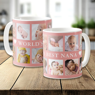 Modern wereld beste oma roze 12 foto collage koffiemok