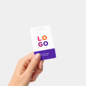 Modern Werknemer Logo, Foto, Qr Code, Naam Indigo Badge (Handheld)