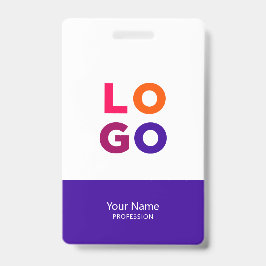 Modern Werknemer Logo, Foto, Qr Code, Naam Indigo Badge