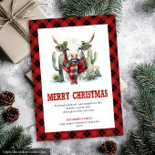 Modern Western Checkered Xmas Greeting Card Feestdagenkaart