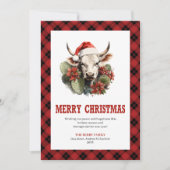 Modern Western Checkered Xmas Greeting Card Feestdagenkaart (Voorkant)