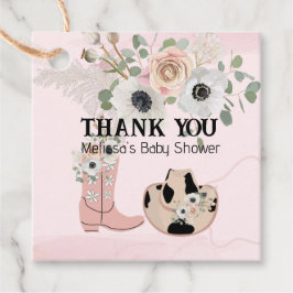 Modern Western Cowgirl Roze Laarzen Pet Custom Bedankjes Labels