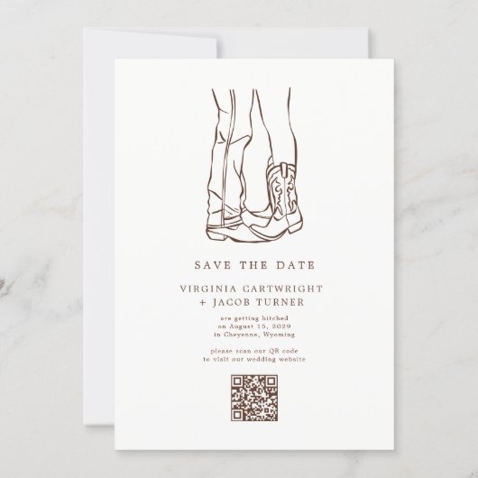 Modern Western Photo Boots Save the Date Kaart (Achterkant)
