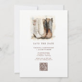 Modern Western Photo Boots Save the Date Kaart (Achterkant)