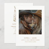 Modern Western Photo Cowboy Cowgirl Save the Date  Kaart (Voorkant / Achterkant)