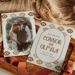 Modern Western Photo Save the Date Card Kaart