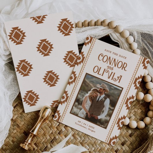 Modern Western Photo Save the Date Card Kaart