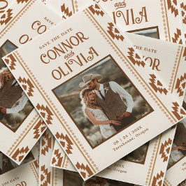 Modern Western Photo Save the Date Card Kaart